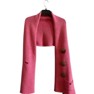 Pink Knit Shrug/Scarf with Working Button Accent And A Pocket